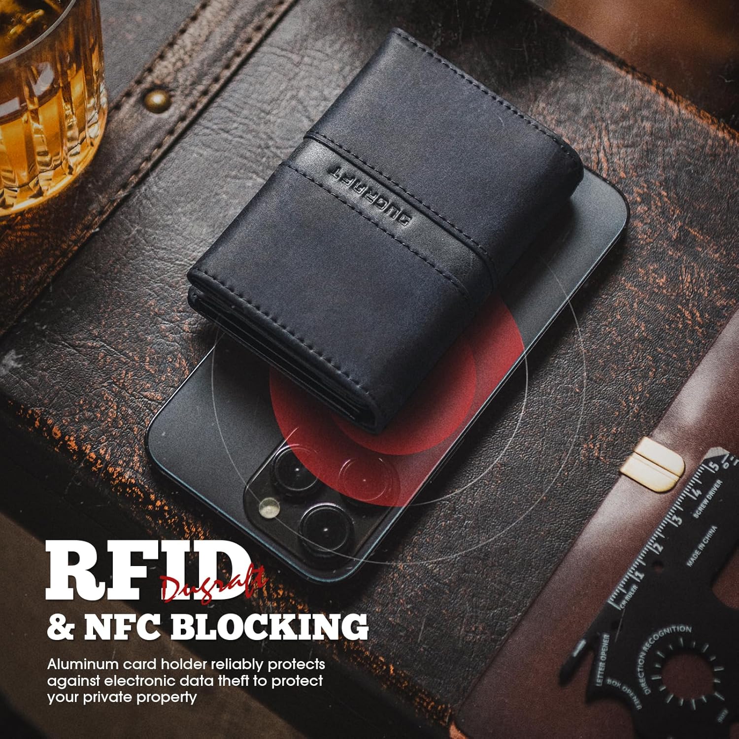 DUGRAFT Mens Wallet for Max.11 Cards with Pop Up Credit Card Ejector Case RFID Blocking, Bills/Cash Compartment and ID Window, Giftbox Packed, Dark Blue