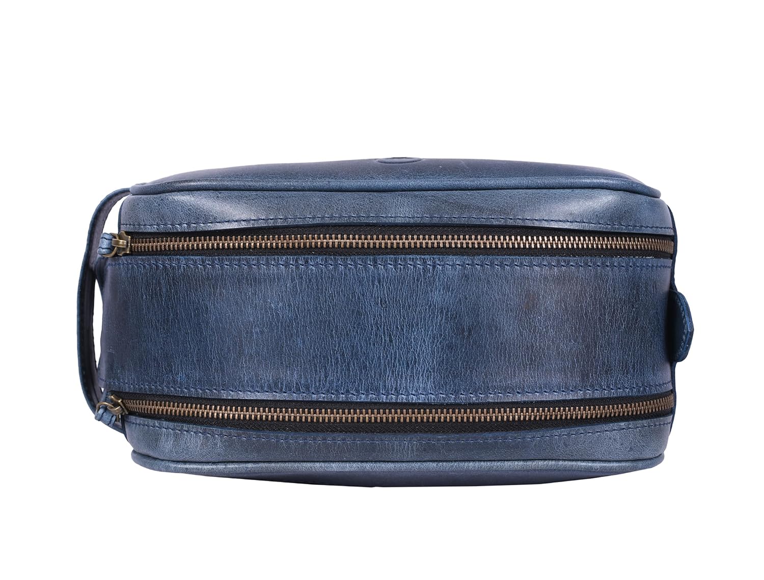 10" Premium Leather Toiletry Travel Pouch With Waterproof Lining | King-Size Handcrafted Vintage Dopp Kit By Aaron Leather Goods (Chestnut)