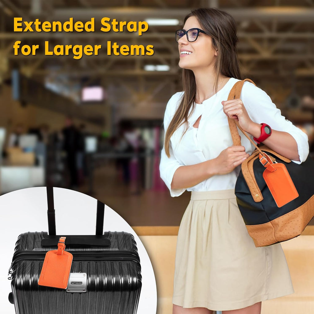 3 Pack Luggage Tags for Suitcases, TSA Approved Bag Tags, Baggage Tags with Privacy Protection, Travel Essentials Luggage Accessories, Orange