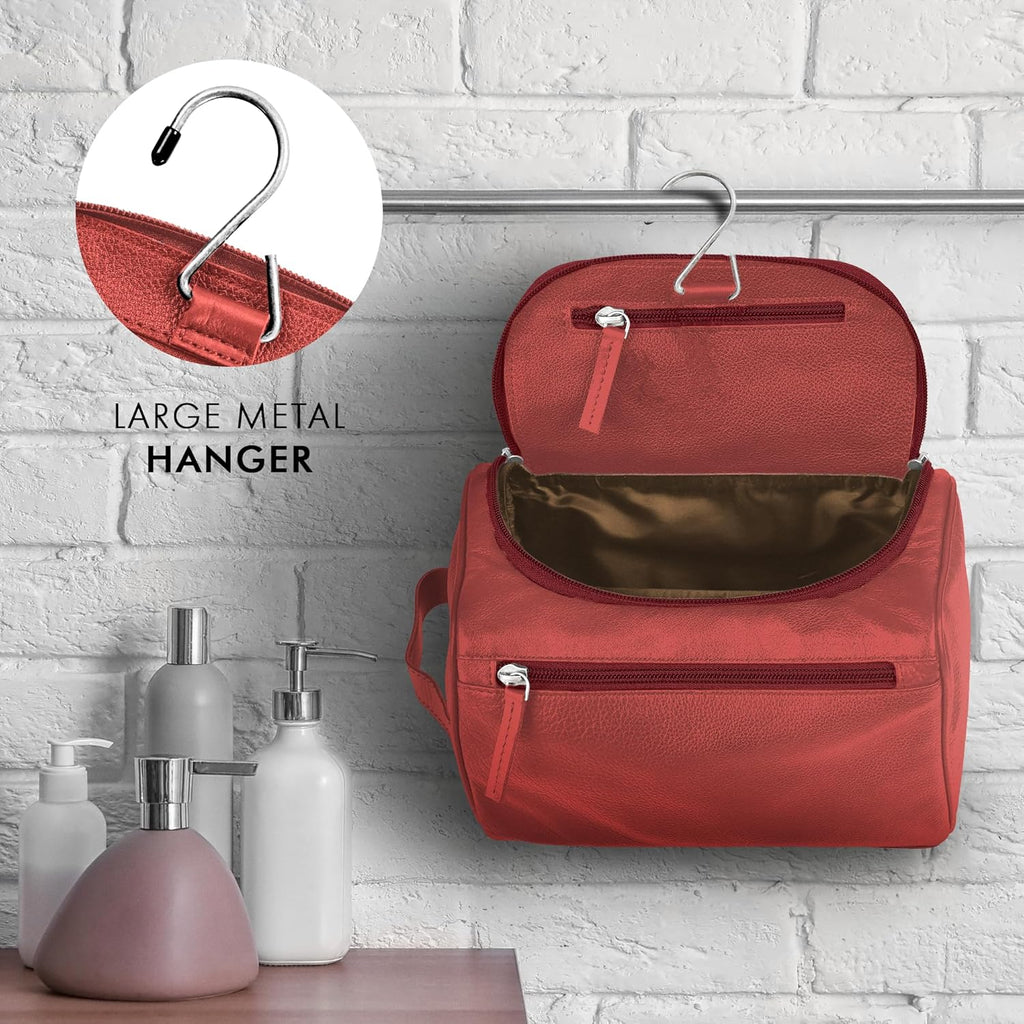 Leather Toiletry Bag For Men Women Dopp Kit Mens Hanging Toiletry Bag (PREMIUM LEATHER) Travel Toiletry Bag for Traveling Large TSA Approved Cosmetic Travel Bag for Toiletries Shaving Bag - SAVANNA