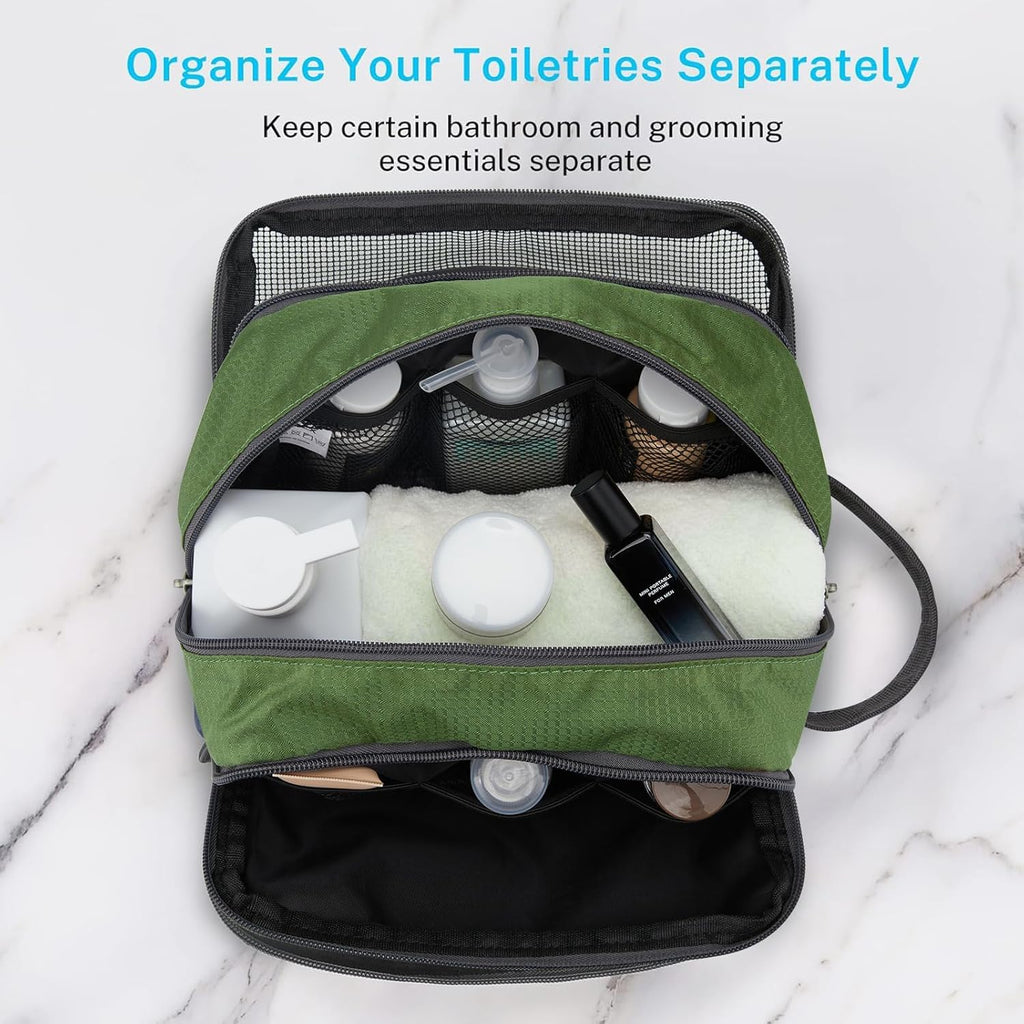 Gonex Travel Toiletry Bag Nylon, Dopp Kit Shaving Bag Toiletry Organizer Olive Green