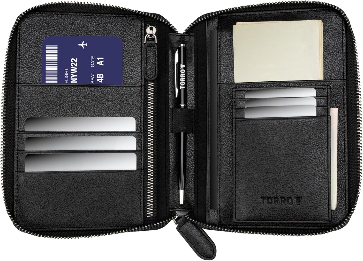 TORRO Travel Wallet – Genuine Leather Travel Organiser with Passport Holder and Detachable Cardholder