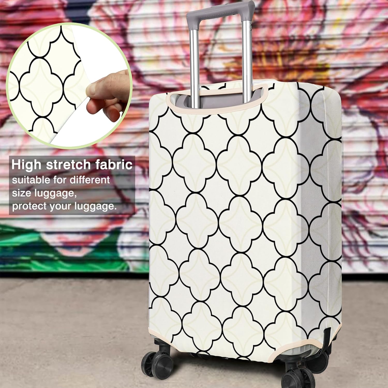 Travel Luggage Cover Suitcase Protector Fits 18-32 Inch Wheel Covers PatternedTravel Related Items Flower Luggage Protector Elastic L
