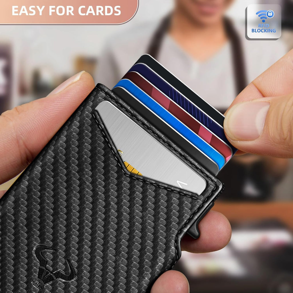 BULLIANT Men Wallet Gift Boxed,Slim Front Pocket Wallet Money Clip Card Holder 3.8"x2.7",Pop-up Access