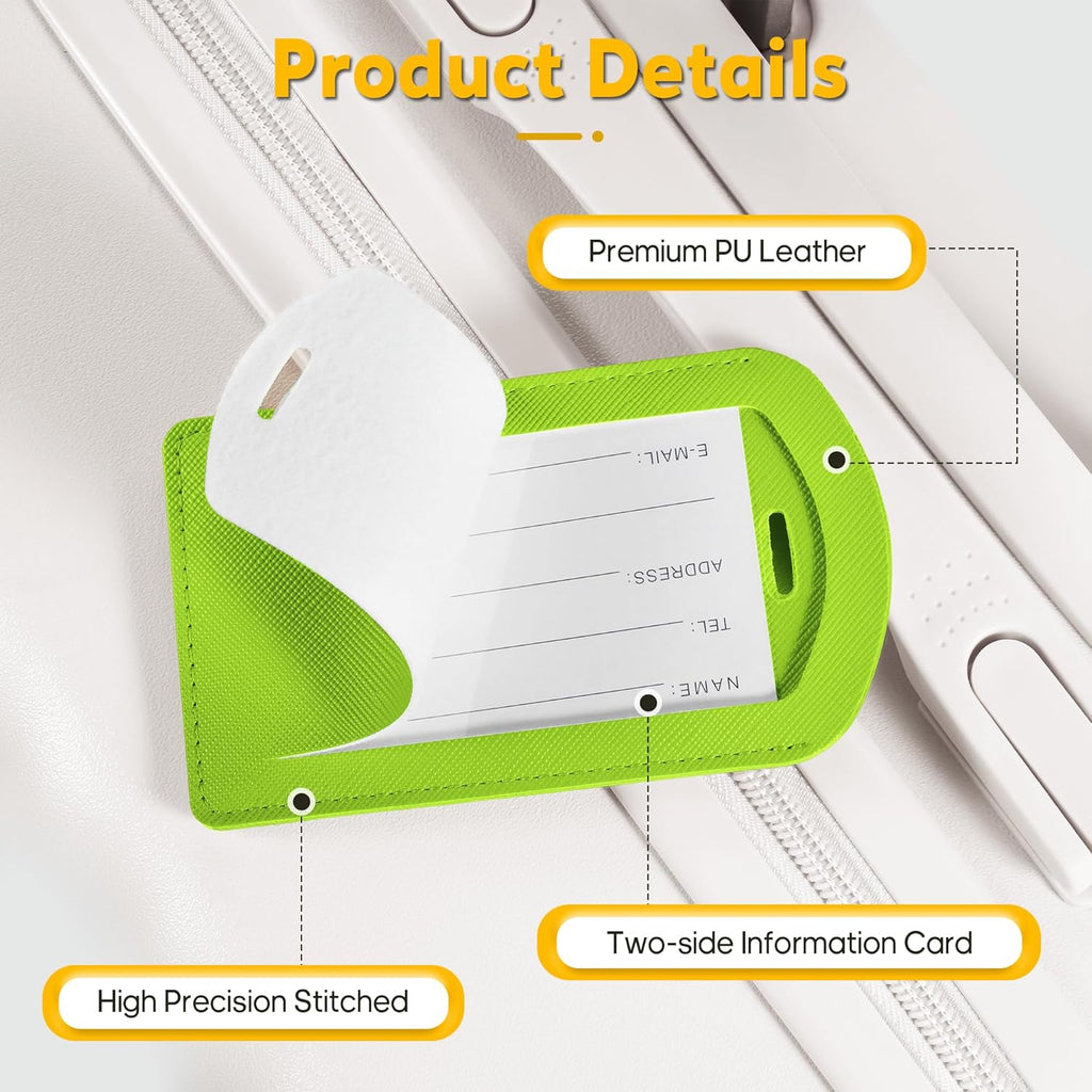 3 Pack Luggage Tags for Suitcases, TSA Approved Bag Tags, Baggage Tags with Privacy Protection, Travel Essentials Luggage Accessories, Green & Brown