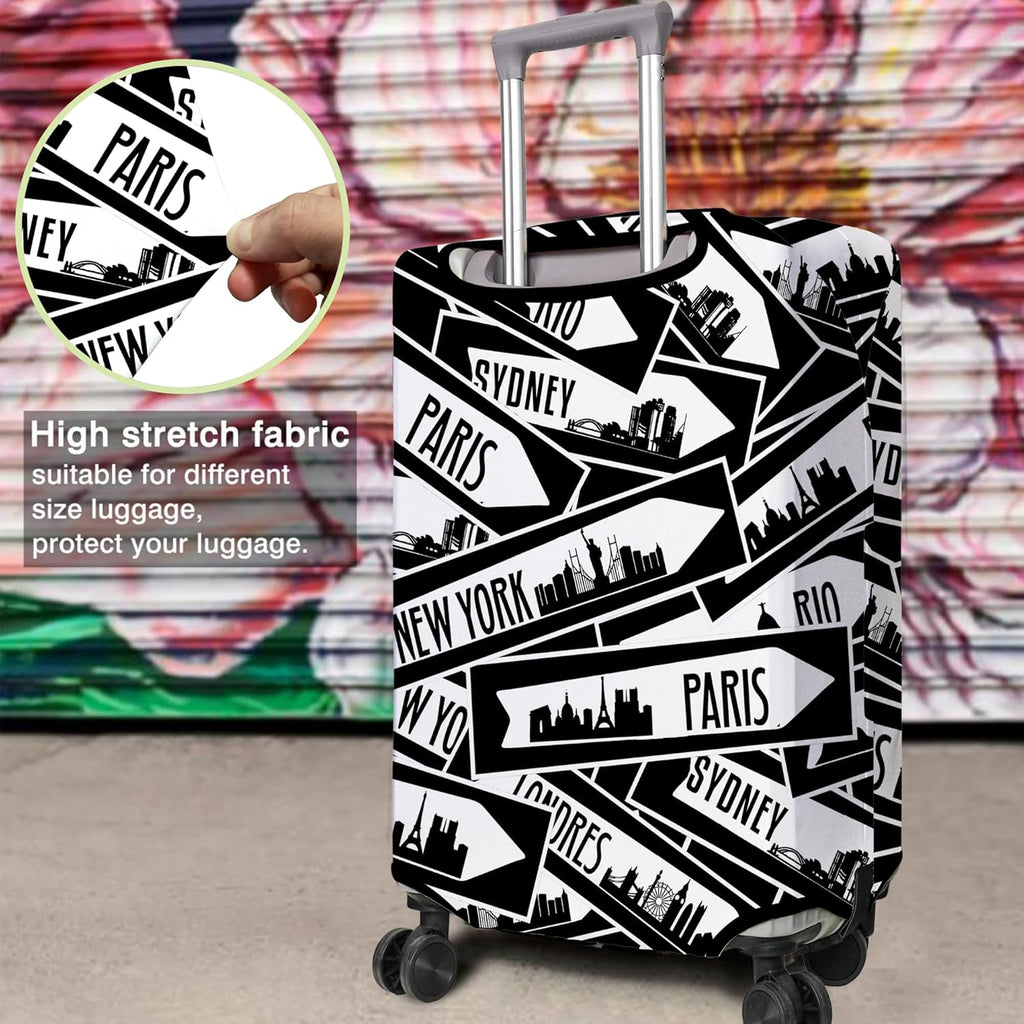 Travel Luggage Cover Suitcase Protector Fits 18-32 Inch Wheel Covers PatternedTravel Related Items Flower Luggage Protector Elastic M