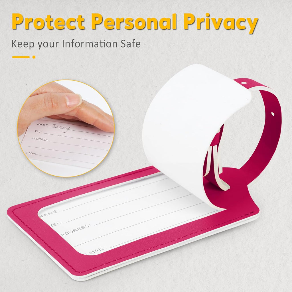 Travelambo Luggage Tags for Suitcases PU Leather Travel Tags Bag Tags Privacy Protection Travel Essentials