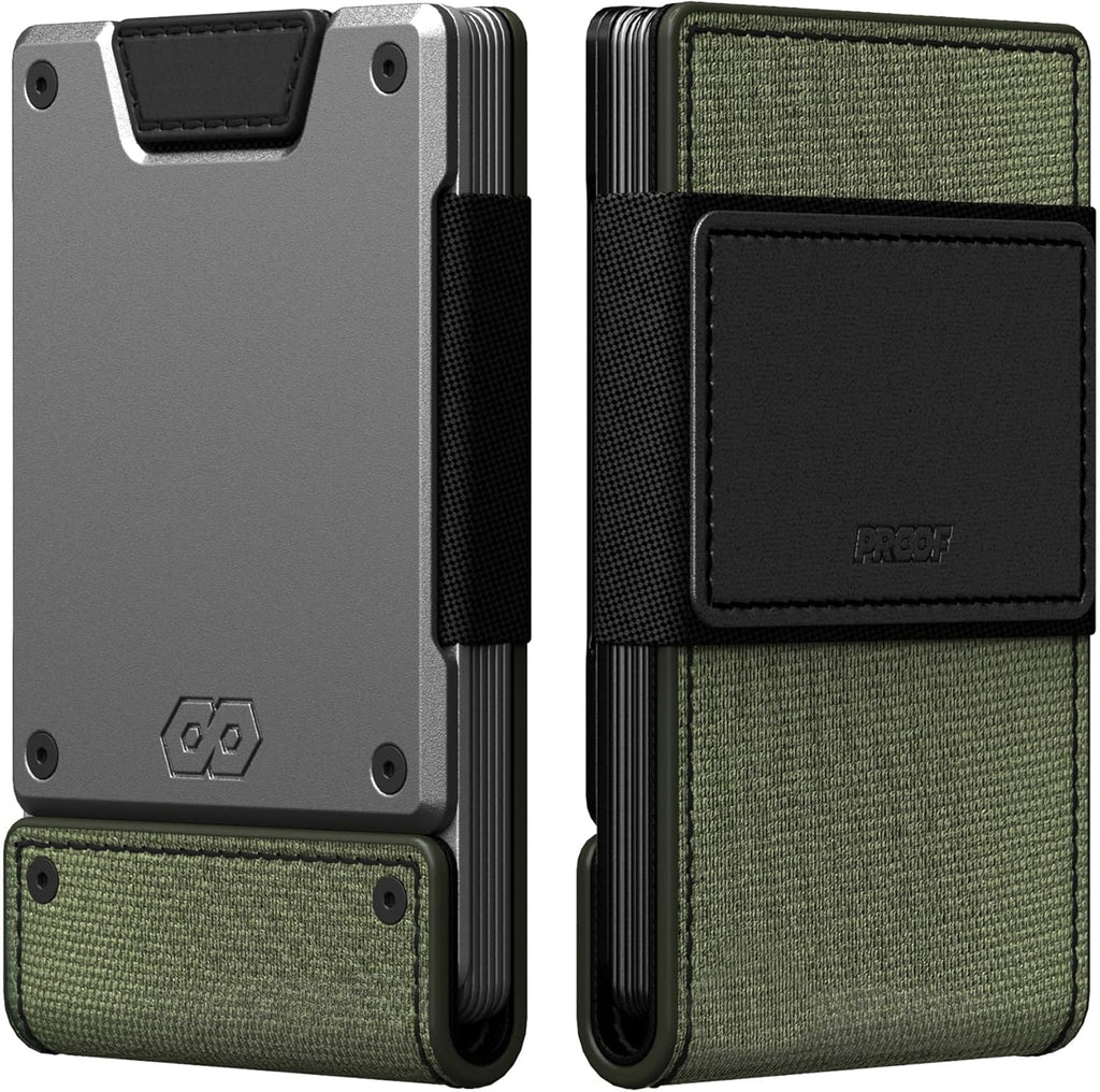 PROOF Wallet | Slim Minimalist Wallets for Men | Leather & Metal | RFID Wallet | Front/Back Pocket | Gift Box | Veteran Owned
