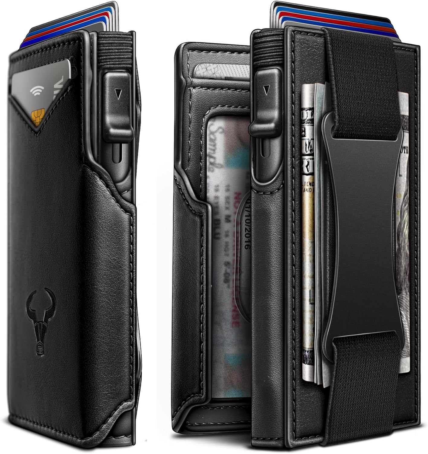 BULLIANT Men Wallet Gift Boxed,Slim Front Pocket Wallet Money Clip Card Holder 3.8"x2.7",Pop-up Access