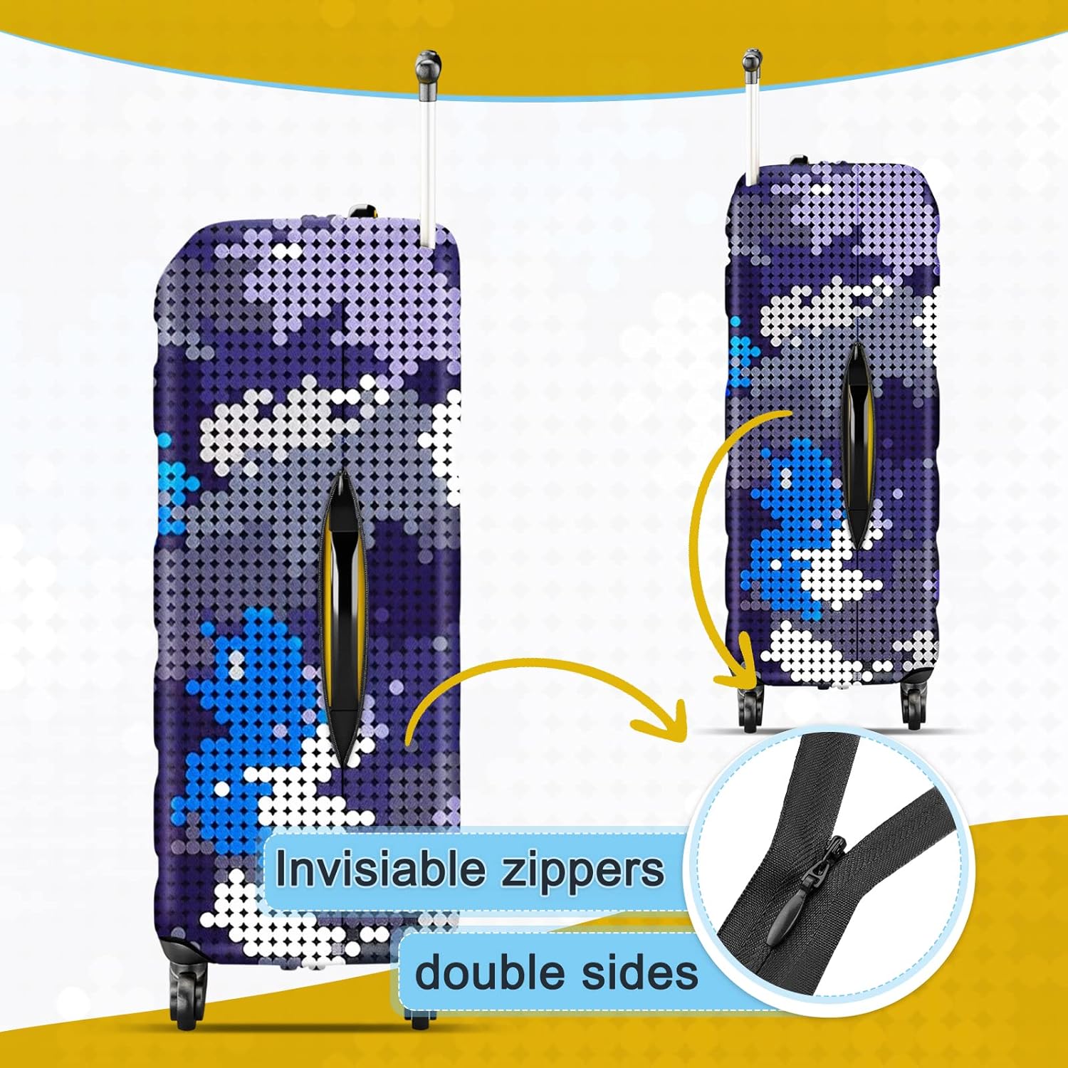 28 Inch PVC Luggage Protector Covers for TSA Approved Clear Suitcase Cover Protector Transparent Luggage Protective Cover Set (Map, Suitable for 28“-29")