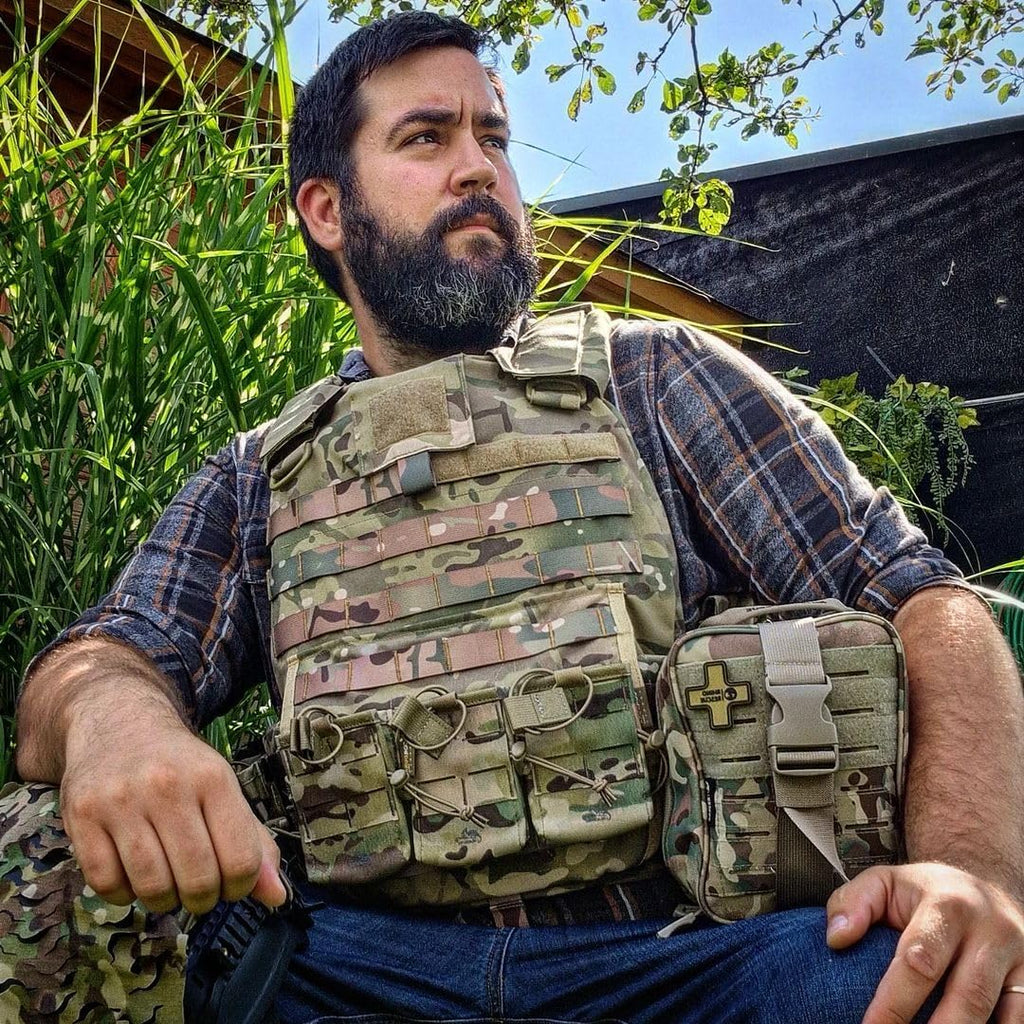 RHINO RESCUE IFAK Trauma Kit with C-A-T Tourniquet, Tactical First Aid Kit Molle Pouch for Military, Combat, Car, Camping, Hiking, Travel (Camo)