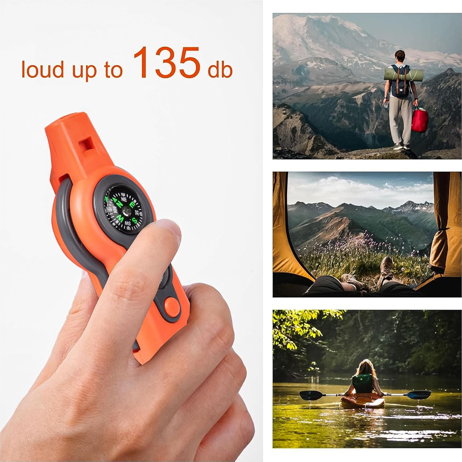 Emergency Survival Function Whistle, Outdoor Multifunctional Tool Safety Whistle with Lanyard, Ideal for Kayaking, Boating, Hiking, Camping, Climbing, Hunting, Fishing, Rescue Signaling