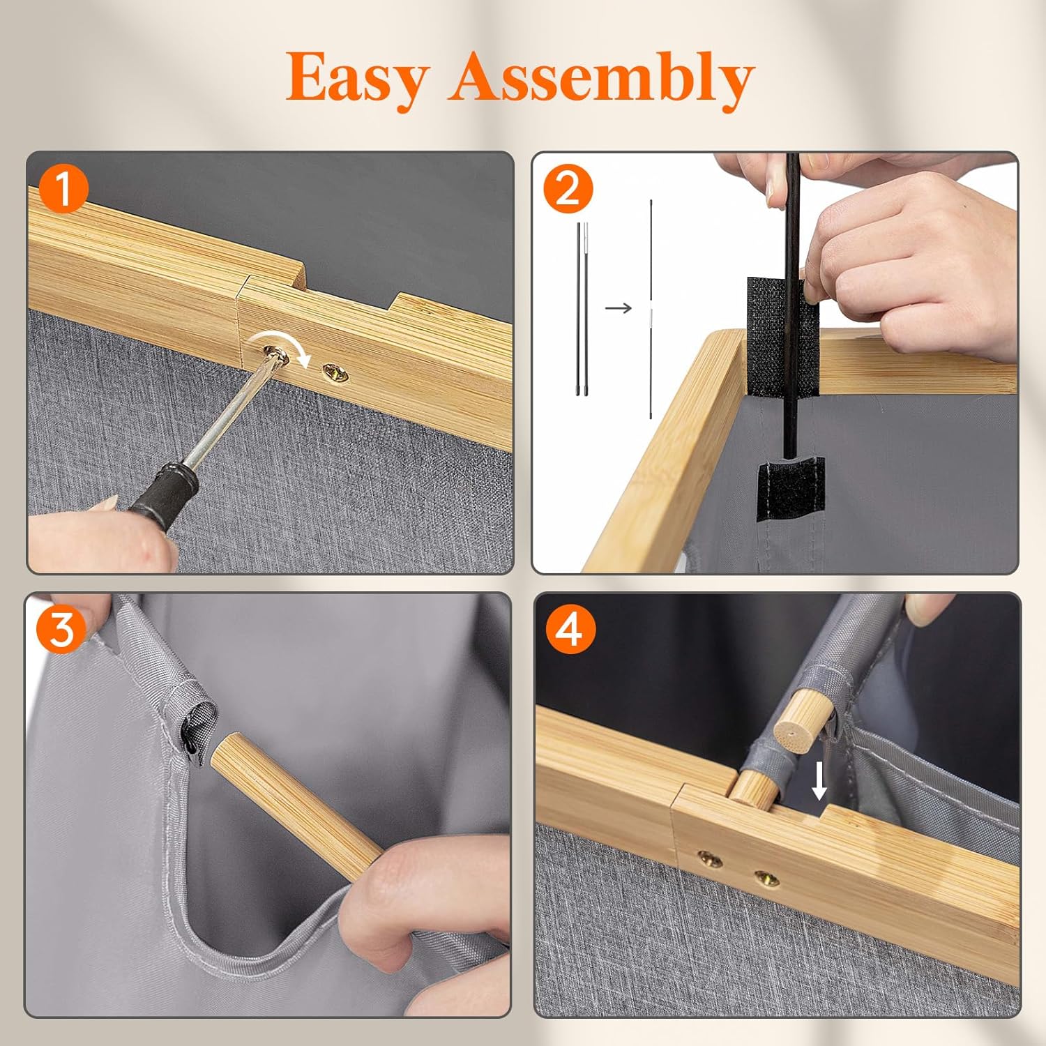 Lifewit 120L Double Laundry Hamper with Lid, Extra Large Bamboo Laundry Basket Dirty Clothes Hamper, 2 Section Laundry Bin Organizer for Laundry Room Bedroom with 2 Removable Liners & Bags,Light Gray