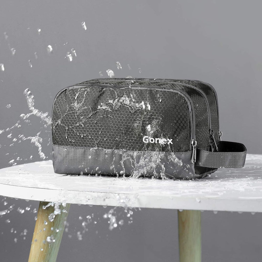 Gonex Travel Toiletry Bag Nylon, Dopp Kit Shaving Bag Toiletry Organizer Gray