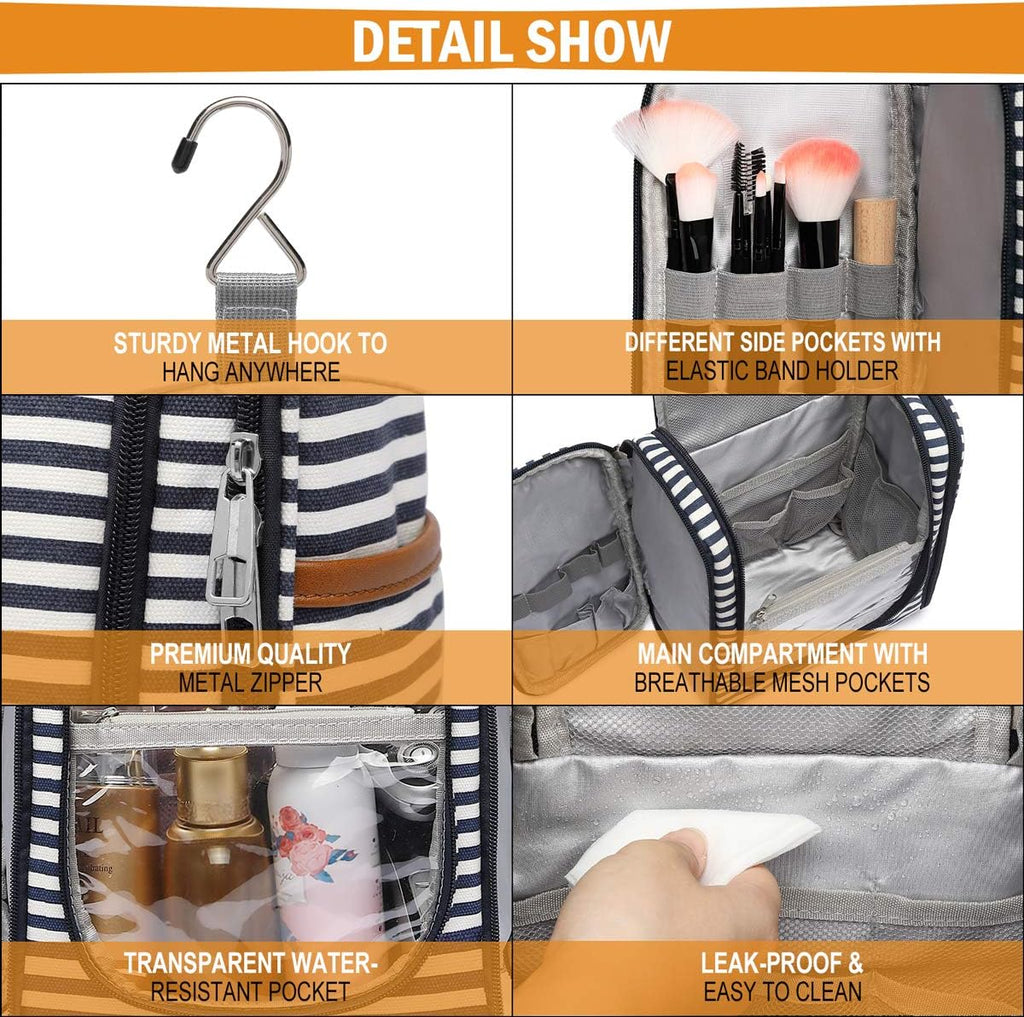 Hanging Travel Toiletry Bag,Large Capacity Cosmetic Travel Toiletry Organizer for Women with 4 Compartments & 1 Sturdy Hook,Perfect for Travel/Daily Use/Christmas