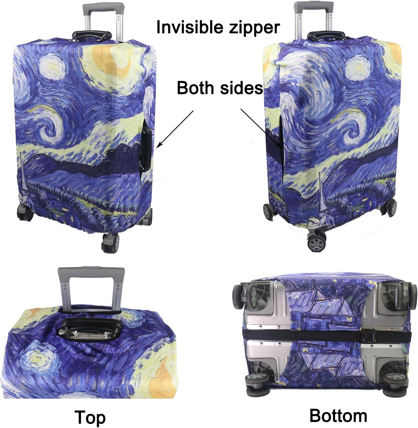 MosaiRudo Thicker Luggage Cover Elastic Suitcase Cover Protector Fits 18-32 Inch Suitcase Travel Accessories (Starry Sky, S)