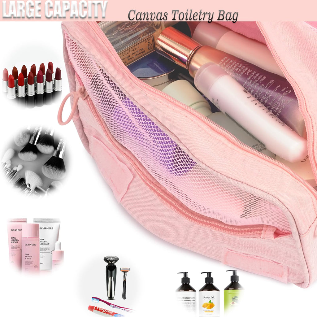 L&FY Multifunction Portable Travel Toiletry Bag Cosmetic Makeup Pouch Toiletry Case Wash Organizer (Pink)