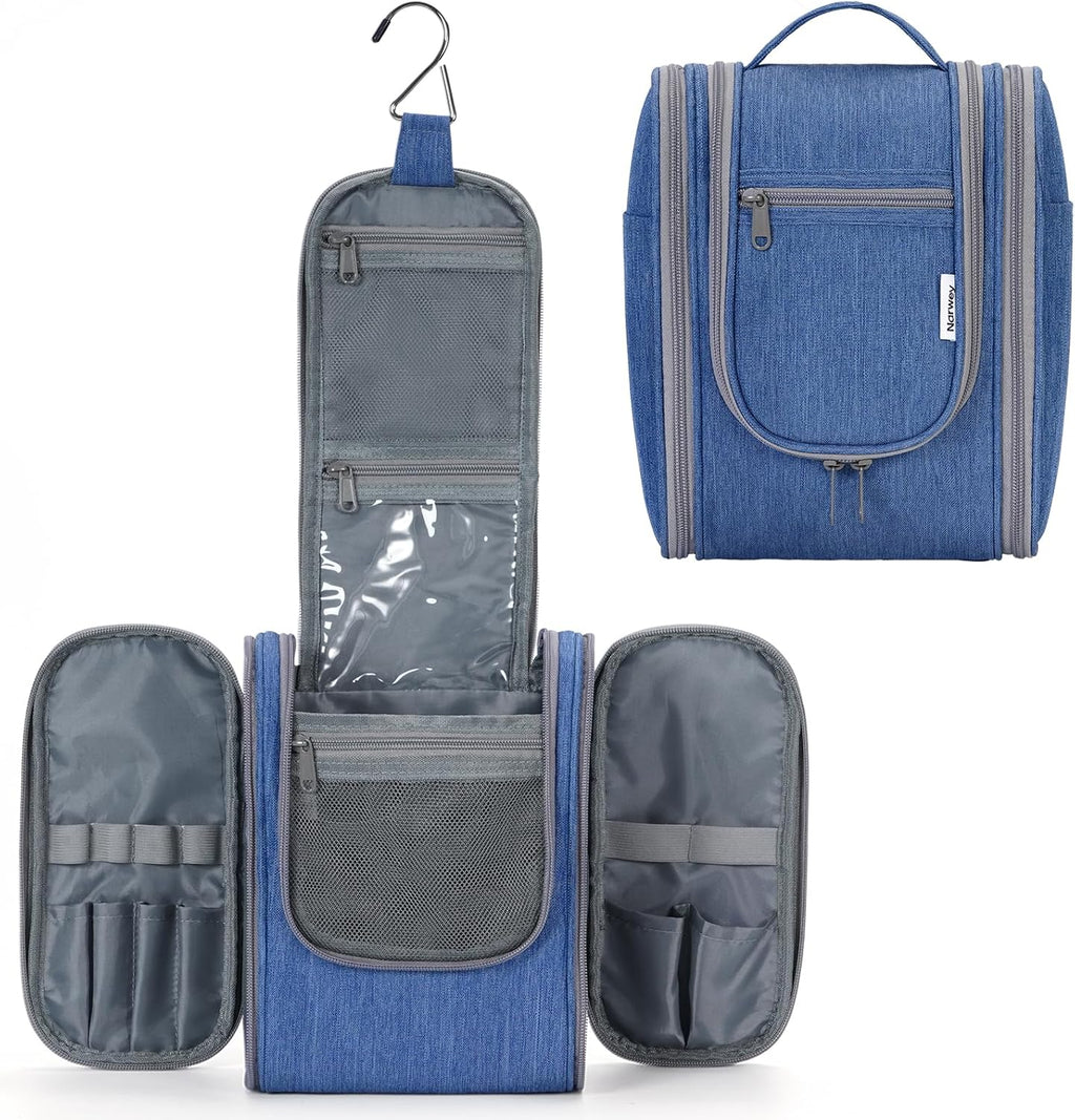 Narwey Small Hanging Travel Toiletry Bag Cosmetic Make up Organizer for Women and Men (Medium, Navy Blue)