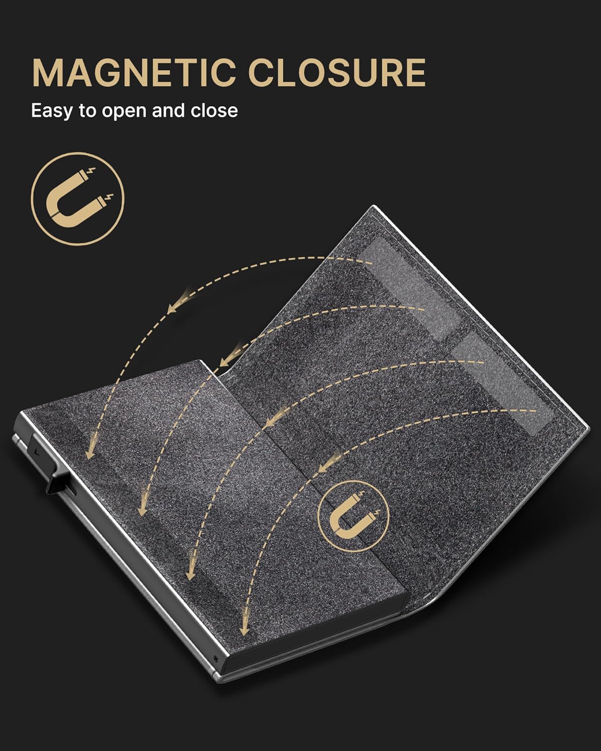 typecase Mens Wallet Card Holder: Pop Up Aluminum Case, Carbon Fiber Leather, Smart, RFID Blocking, Slim, Minimalist, Front Pocket - 9-14 Card Capacity | ID Window | Cash Slot(Grey)