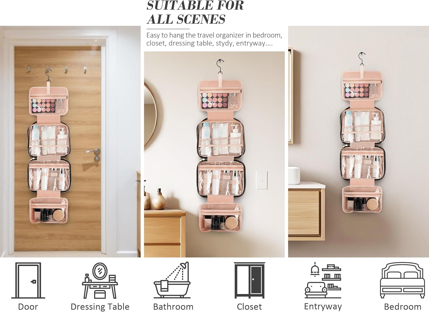 Gifts for Women, Initial Toiletry Makeup Bag Hanging Cosmetic Organizer with Embroidery Letter Personalized Nurse Teacher Appreciation Gift Birthday Christmas Gifts for Mom Sister Wife Friend Auntie