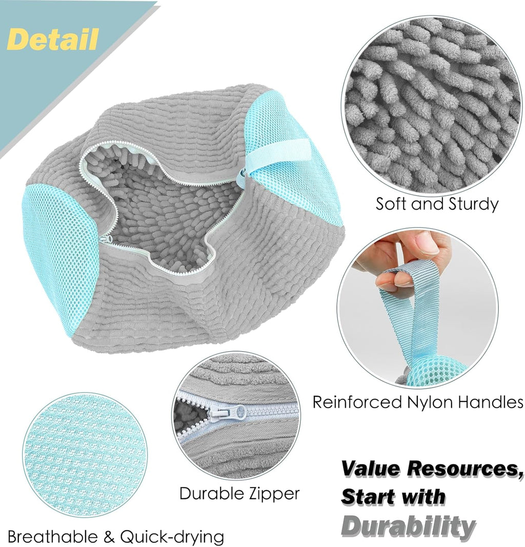 Shoe Washing Machine Bag,Laundry Shoe Bag for Washer and Dryer,Reusable Shoe Cleaning Bag for Sneakers,Tennis Shoes,With Self-locking Zipper, Microfiber Inside,Include Shoes Storage Bag