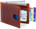 SERMAN BRANDS RFID Blocking Slim Bifold Genuine Leather Thin Minimalist Front Pocket Wallets for Men Billfold Wallet Men Gift