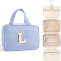 TOPEAST Travel Toiletry Bag Initial Makeup Bag for Teen Girls - Birthday Gifts for 7 8 9 10 11 12 13 14 15 16 17 18 Year Old Girls, Teen Girl Gifts Trendy Stuff - Letter L, Blue