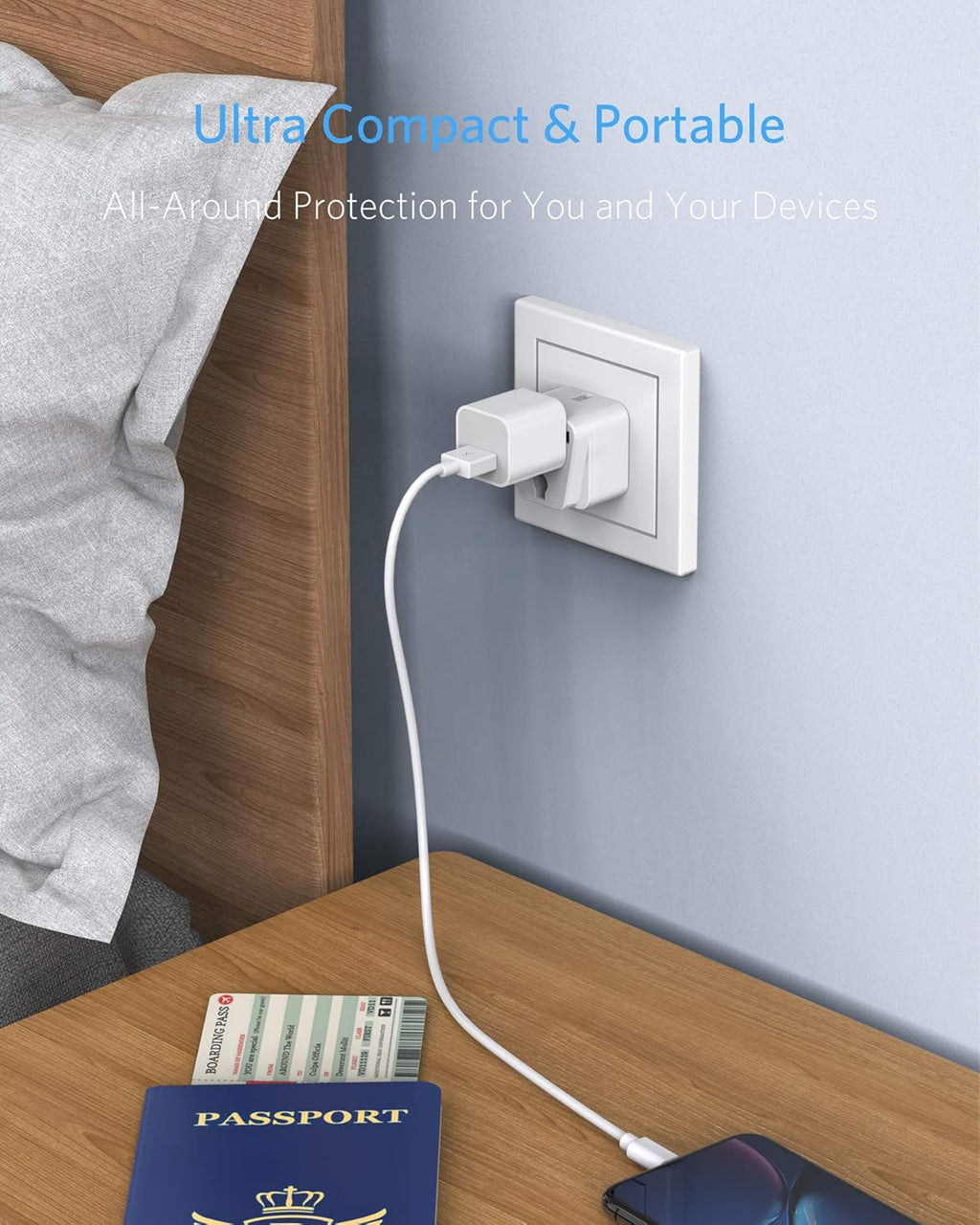 BESTEK Australia New Zealand Travel Plug Adapter, Grounded Universal Type I Plug Adapter AU to US Adapter, Compact for Australia, New Zealand and More