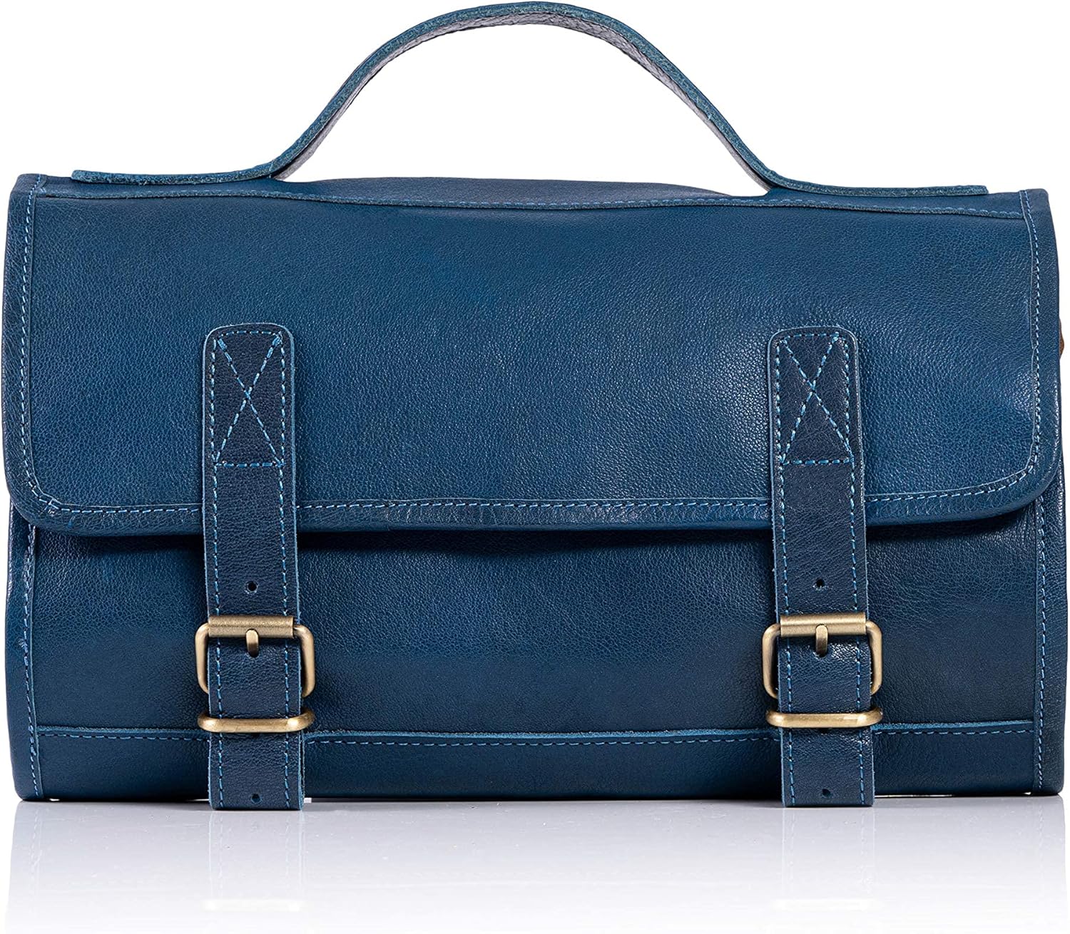 KomalC Premium Buffalo Leather Hanging Toiletry Bag Travel Dopp Kit