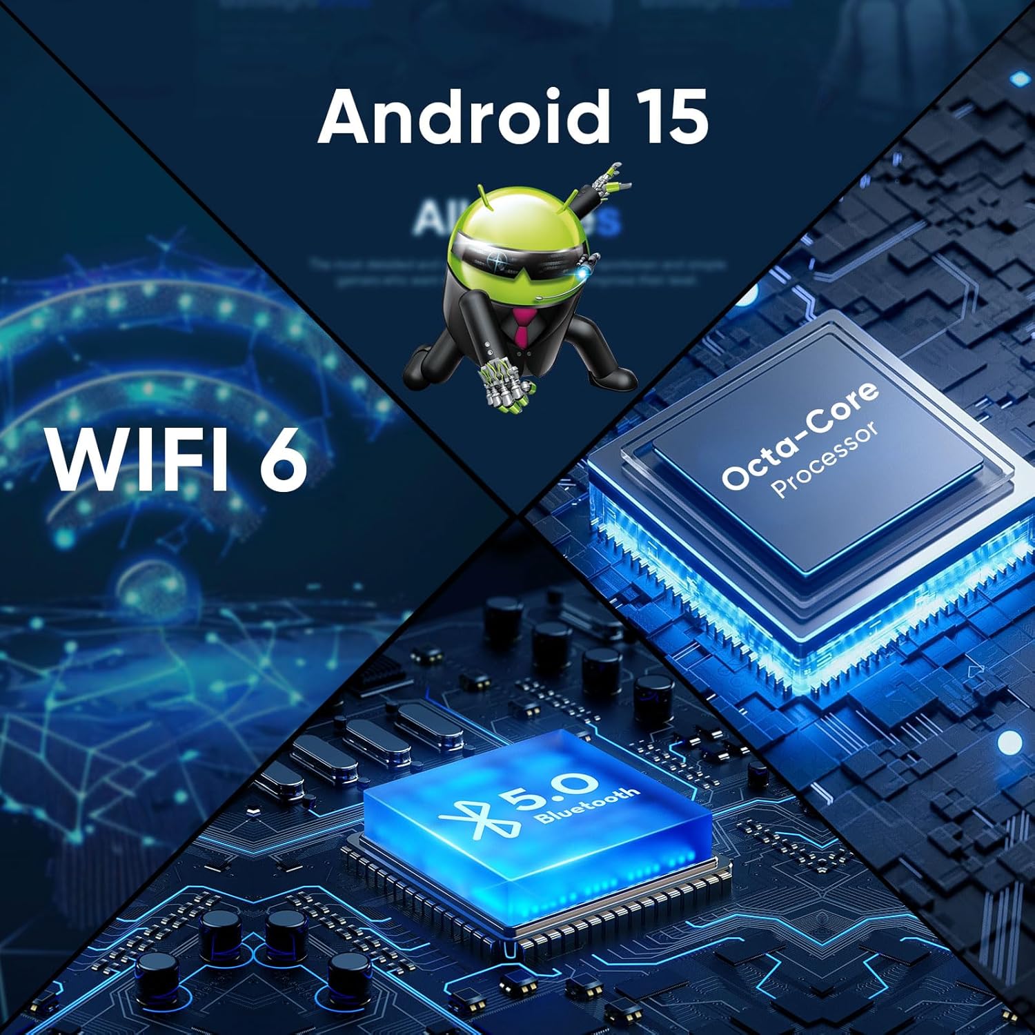 Android 15 Tablet,11 Inch Tablets with Octa Core Processor, 12GB RAM + 128GB ROM 1TB Expand, Widevine L1, 8000mAh Battery, 2.4/5Ghz Dual Band WiFi/GPS/FM Radio,5/8MP Cameras, Case Included - Blue