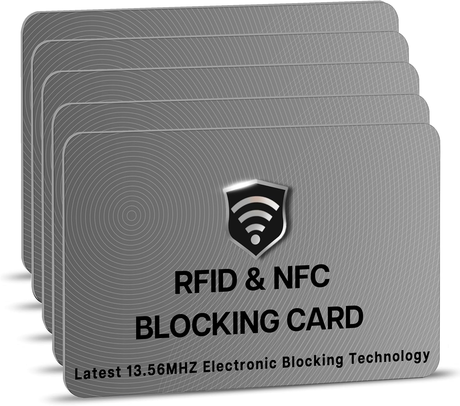 SaiTech IT 5 Pack RFID Blocking Cards, One Protects Entire Wallet Purse, NFC Contactless Bank Debit Credit Card Protector ID ATM Guard - Grey