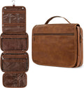 PAVILIA Hanging Toiletry Bag Women Men, Foldable Cosmetic Organizer Travel Bag, Water Resistant Makeup Bag Toiletries, Large Travel Essentials Kit (Brown)