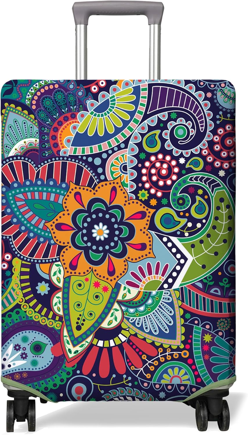 Travel Luggage Cover Suitcase Protector Fits 18-32 Inch Wheel Covers PatternedTravel Related Items Flower Luggage Protector Elastic M