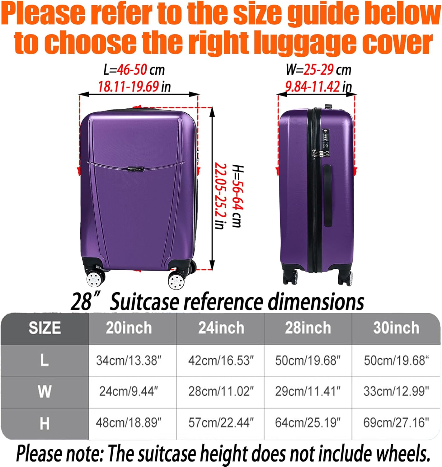 Suitcase Covers for Luggage – TSA Approved Clear PVC Luggage Protector Cover, Thick Transparent Waterproof Sleeve with Large Hook and Loop Closure, Fits 28" Wheeled Suitcases