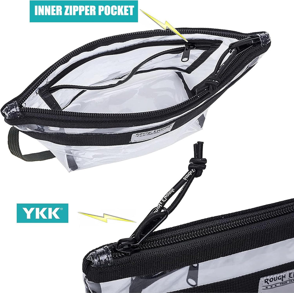 Rough Enough Clear Toiletry Bag Makeup Organizer Cosmetic Pouch with Zipper Handle for Travel Beach Essentials Storage