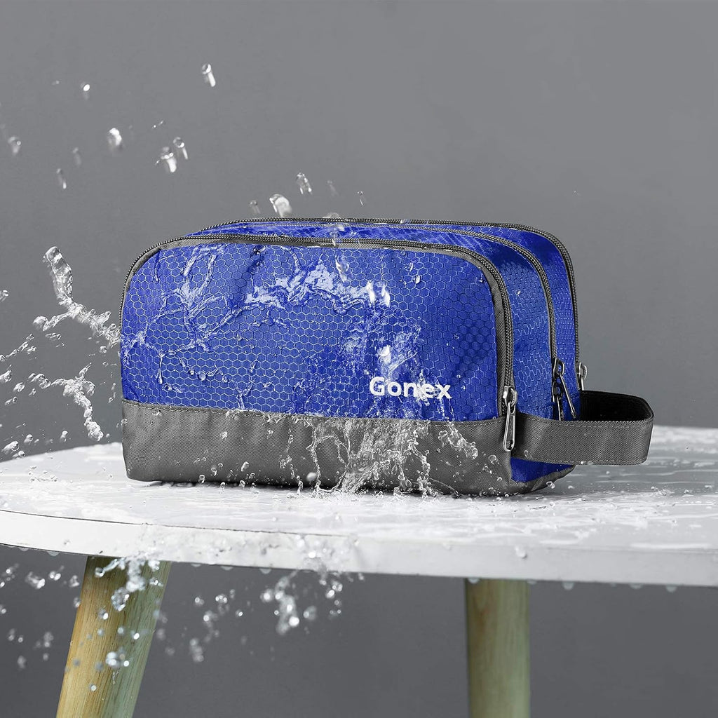 Gonex Travel Toiletry Bag Nylon, Dopp Kit Shaving Bag Toiletry Organizer Blue
