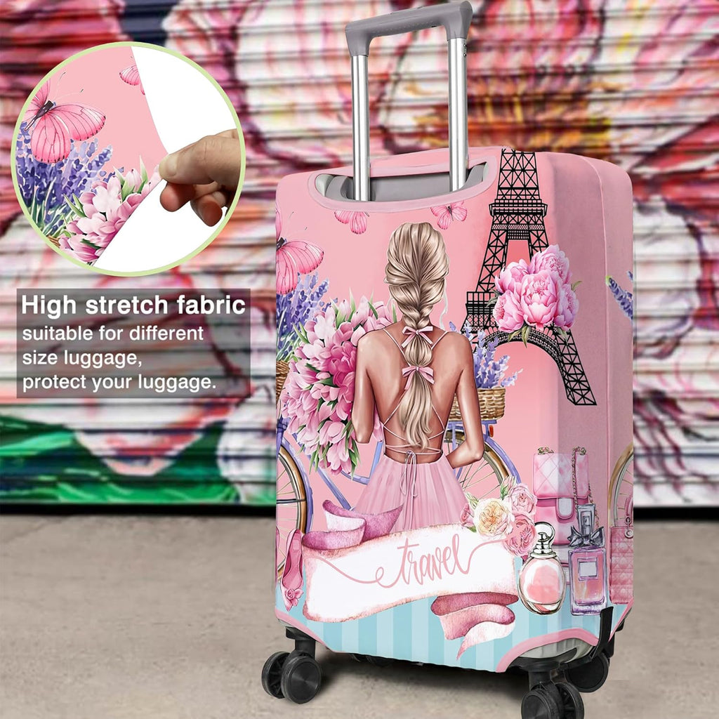 Travel Luggage Cover Suitcase Protector Fits 18-32 Inch Wheel Covers PatternedTravel Related Items Flower Luggage Protector Elastic XL