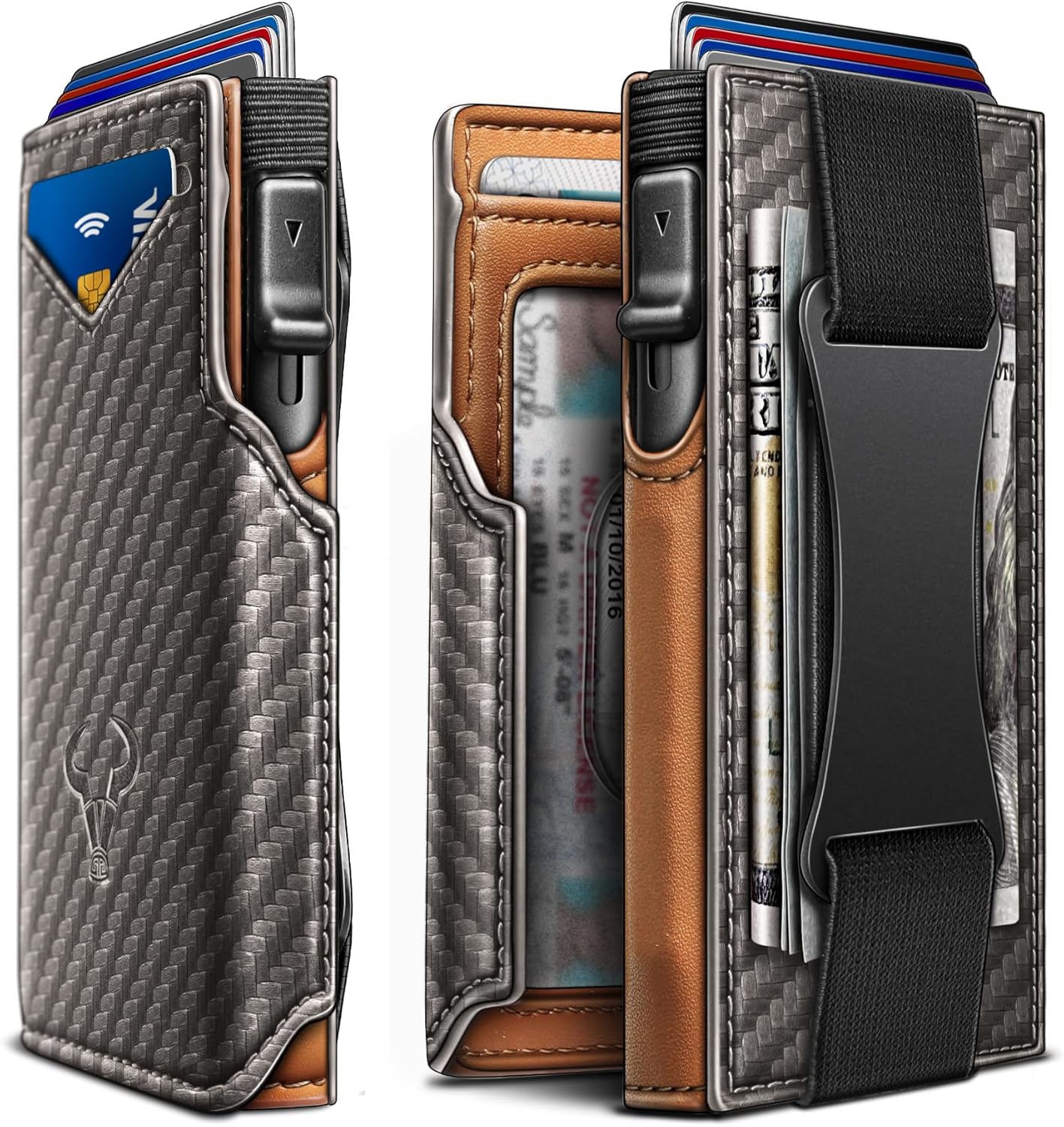 BULLIANT Men Wallet Gift Boxed,Slim Front Pocket Wallet Money Clip Card Holder 3.8"x2.7",Pop-up Access