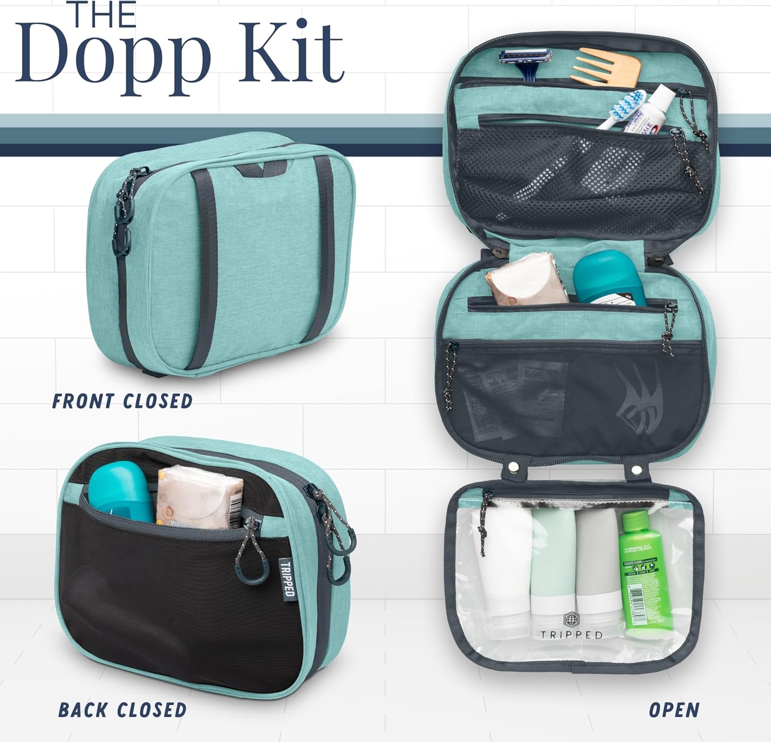 Toiletry Bag Kit Set: Hanging Travel Toiletry Bag + 311 TSA Cosmetic Liquid Bag + Ultralight Accessory Organizer Pouch
