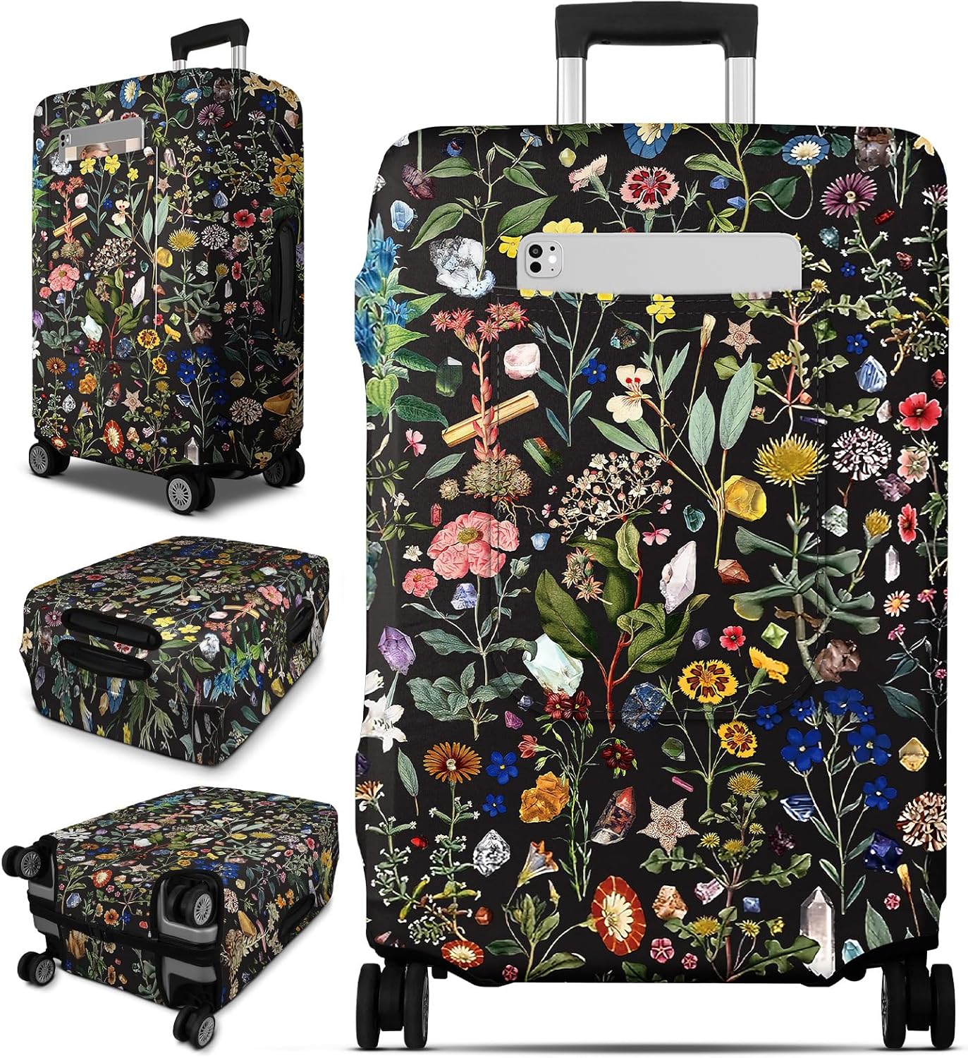 Slohif Luggage Cover for Suitcase Tsa Approved Protector - Luggage Sleeve Large Suit Case Cover Travel Stretch Baggage Case Protective Washable Fit 30-32 Inch Flower XL