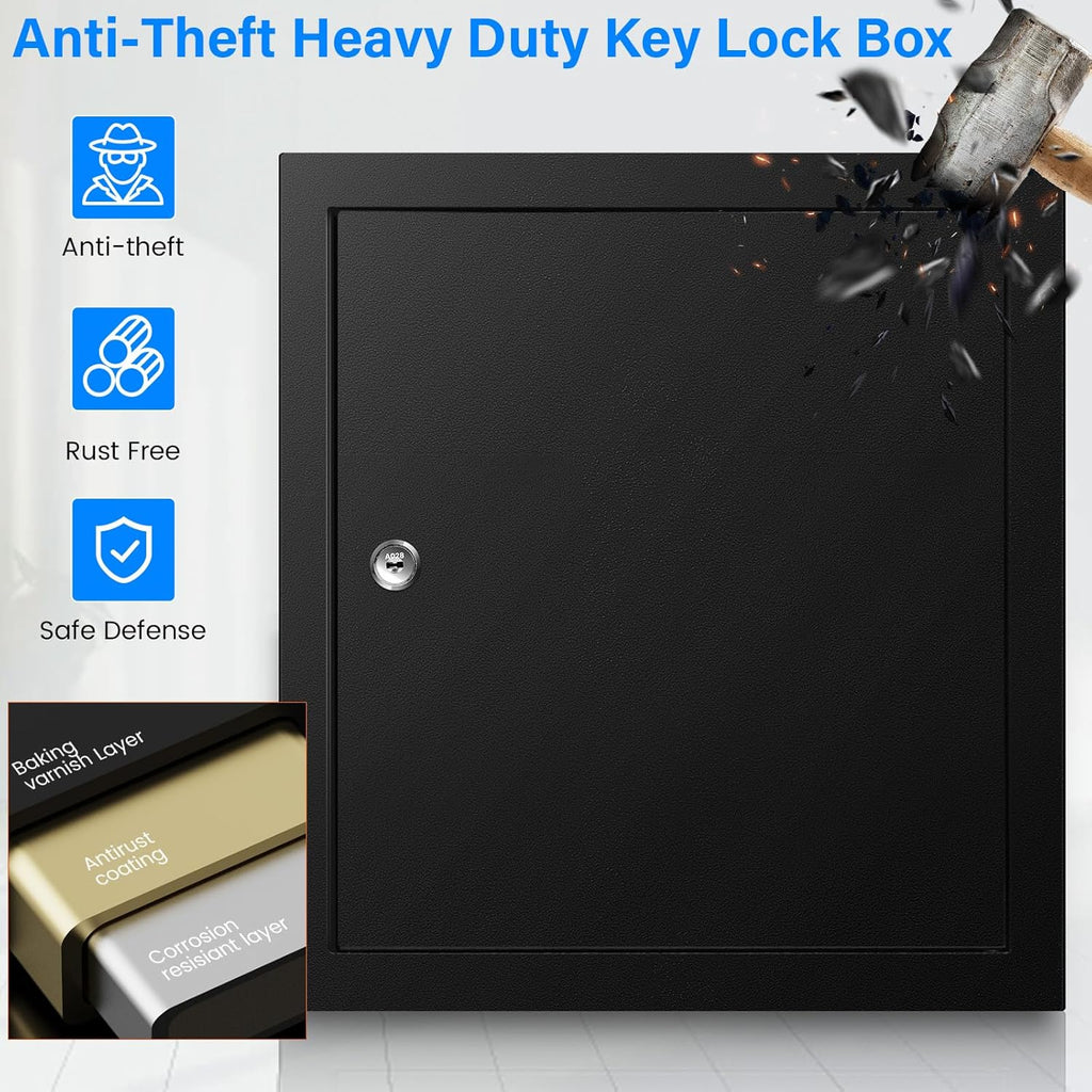 100 Keys Key Lock Box, Anti-Theft Key Cabinet with Key Tags, Key Organizer Wall Mount for Car Garage House Rental Office Business