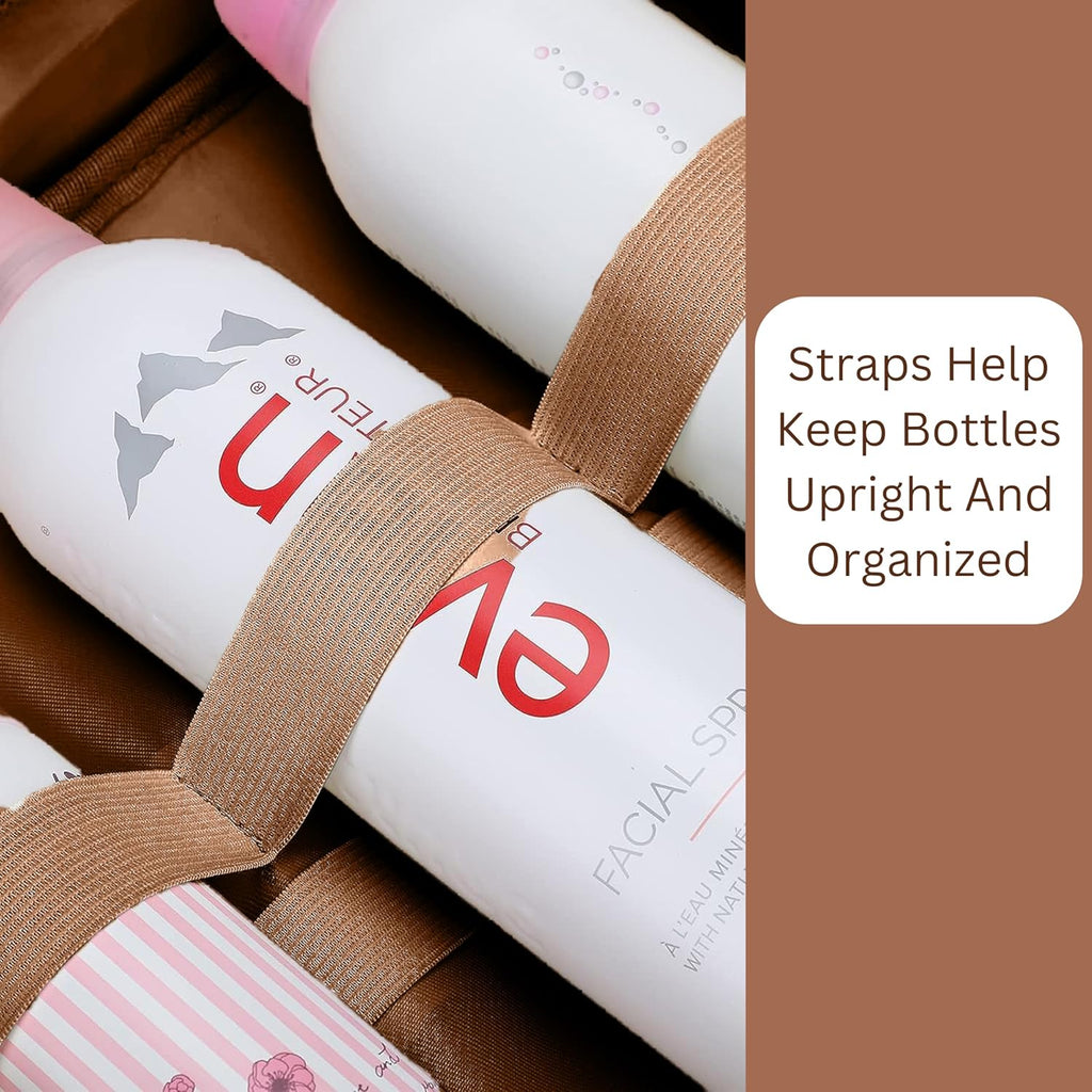 ESSENTE Women's Travel Toiletry Bag with Removable Pouch and Hanging Hook - Water Resistant Makeup Cosmetic Oraganizer with Multiple Compartments for Accessories (OFF WHITE FAUX LEATHER)