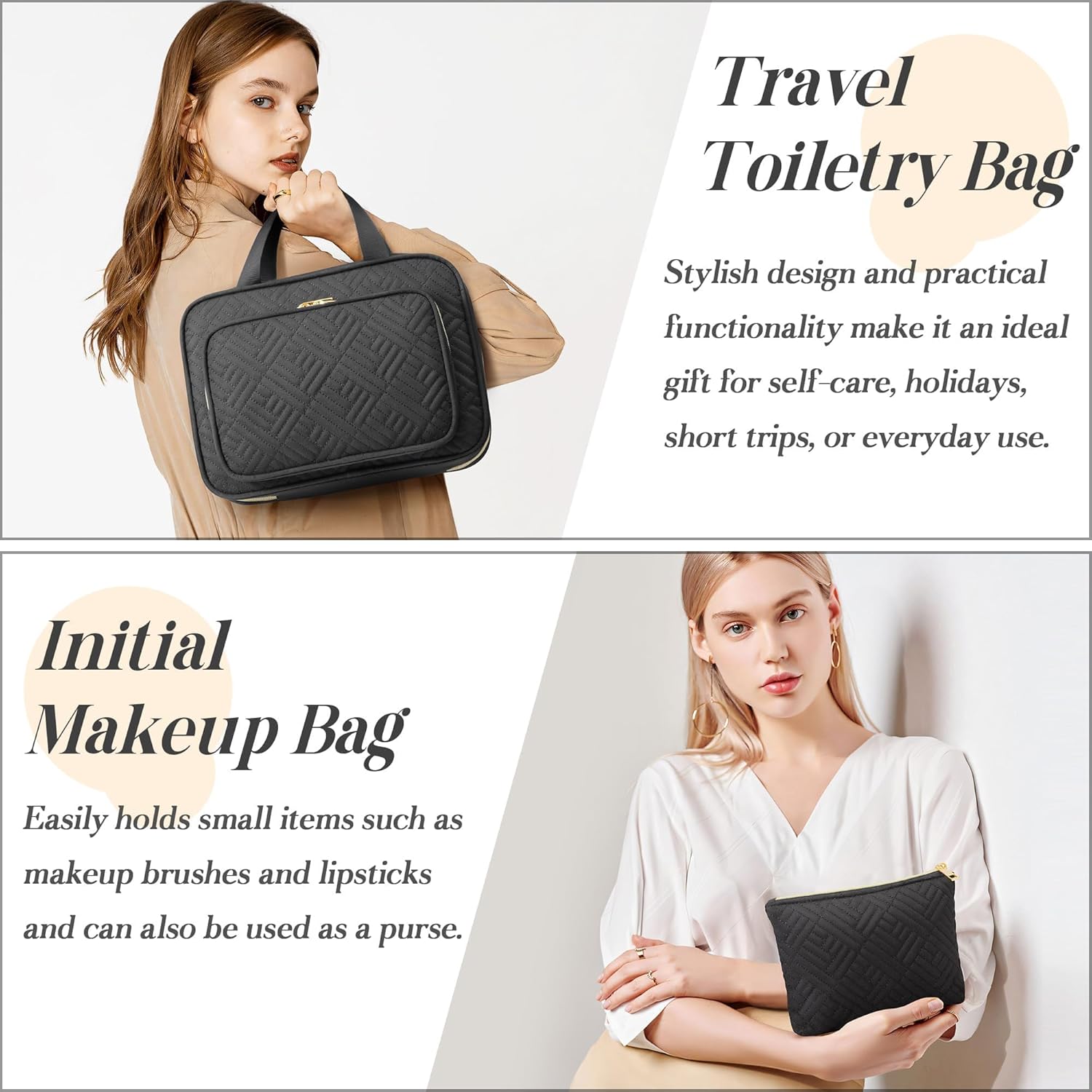 Personalized Gifts for Women, Initial Toiletry Bag Hanging Travel Organizer & Makeup Cosmetic Bag with Embroidery Letter Teacher Appreciation Gift Birthday Mothers Day Gifts for Mom Wife Friend Sister