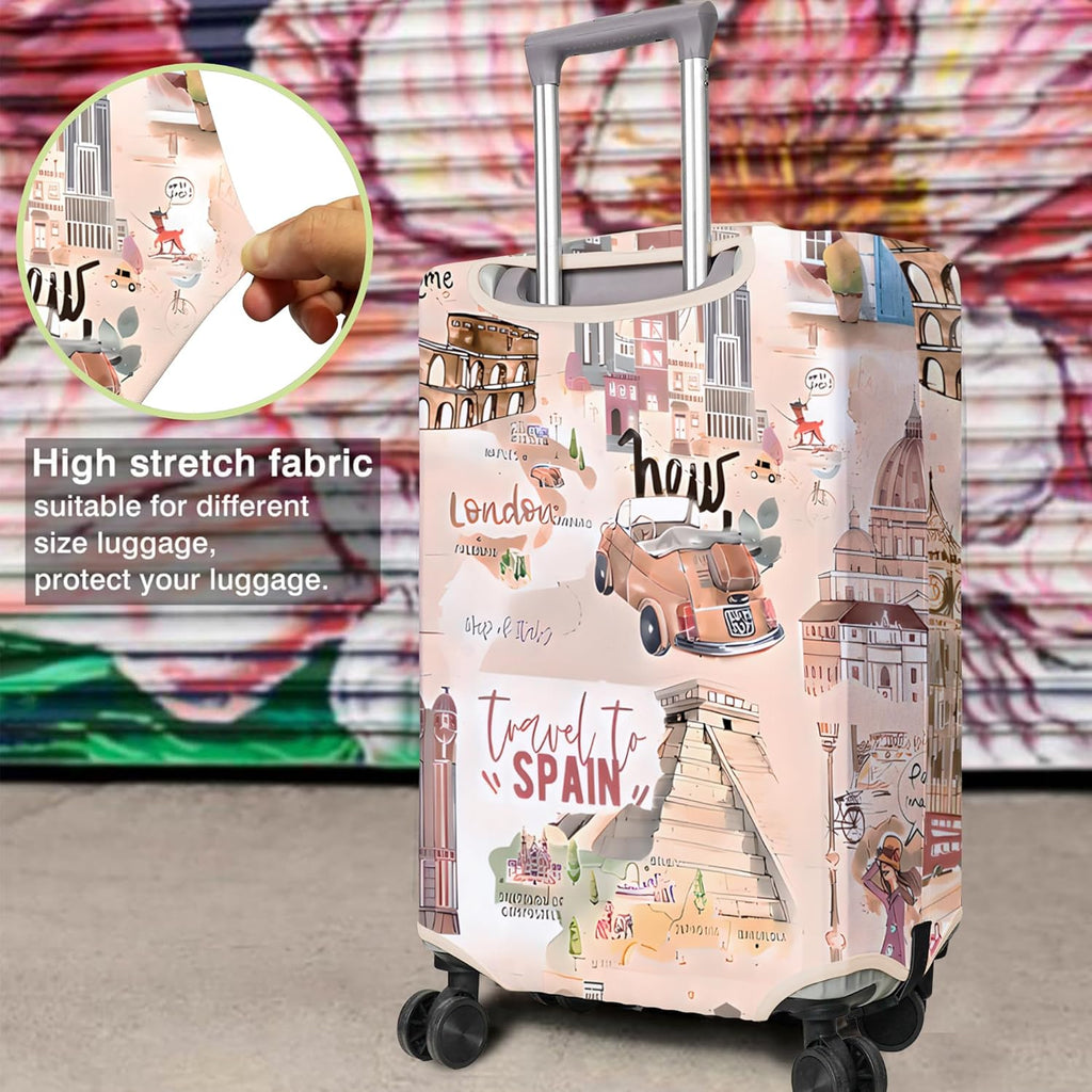 Travel Luggage Cover Suitcase Protector Fits 18-32 Inch Wheel Covers PatternedTravel Related Items Flower Luggage Protector Elastic M