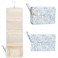 Hanging Toiletry Bag, Travel Toiletries Bag with Hanging Hook, Water Resistant Makeup Cosmetic Organizer for Full Sized Container, Shampoo, Portable Wash Bag for Travel Size Essentials - Blue Flower