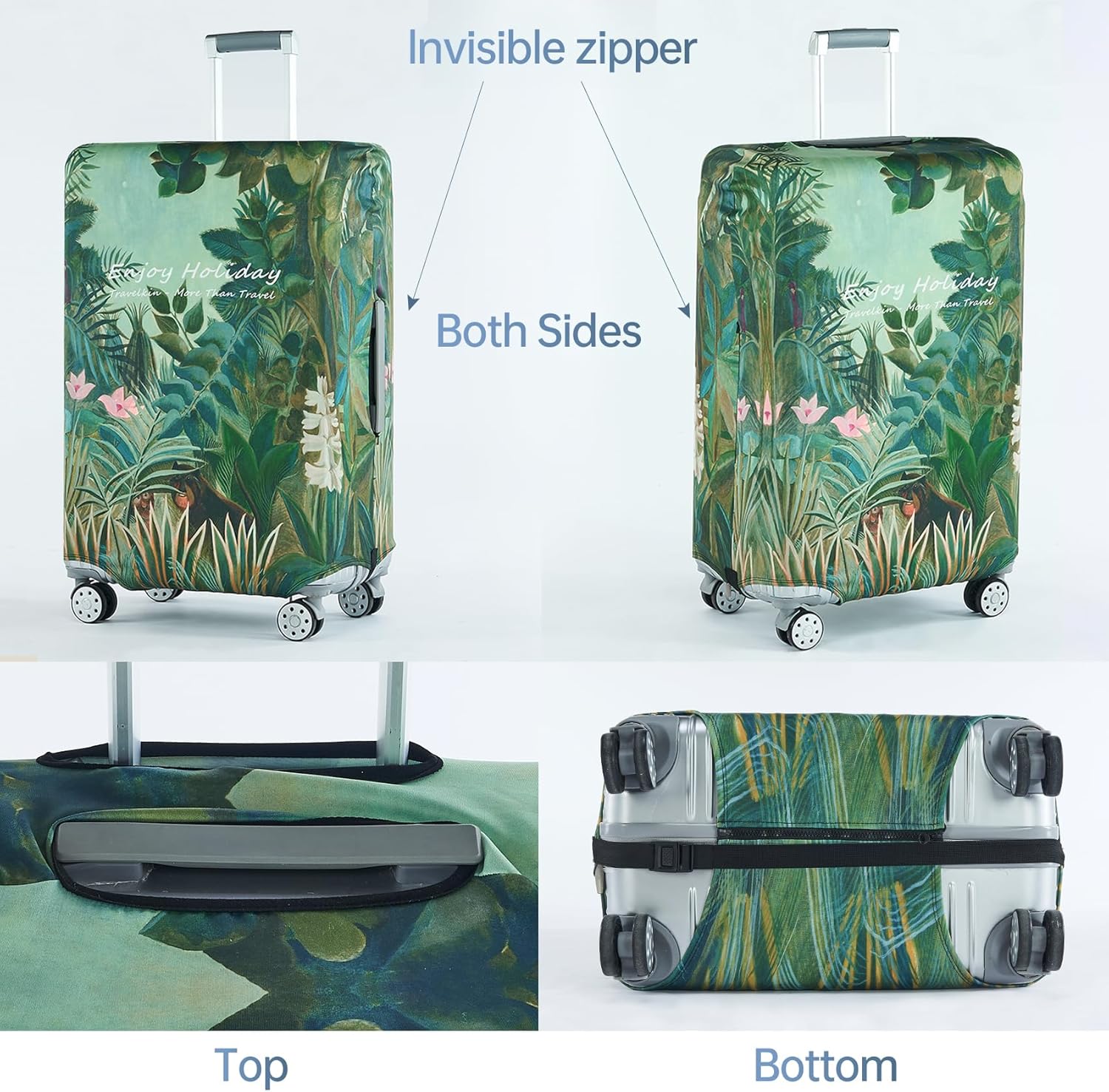Travelkin Luggage Covers For Suitcase Tsa Approved,Suitcase Cover Protector Fit 18-32 Inch Luggage (Jungle, M)