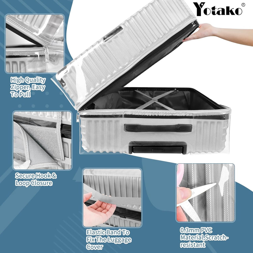 Yotako Upgraded Zippered Clear PVC Suitcase Cover, 20 Inch Luggage Covers for Suitcase Luggage Protector Suitcase Cover 20''