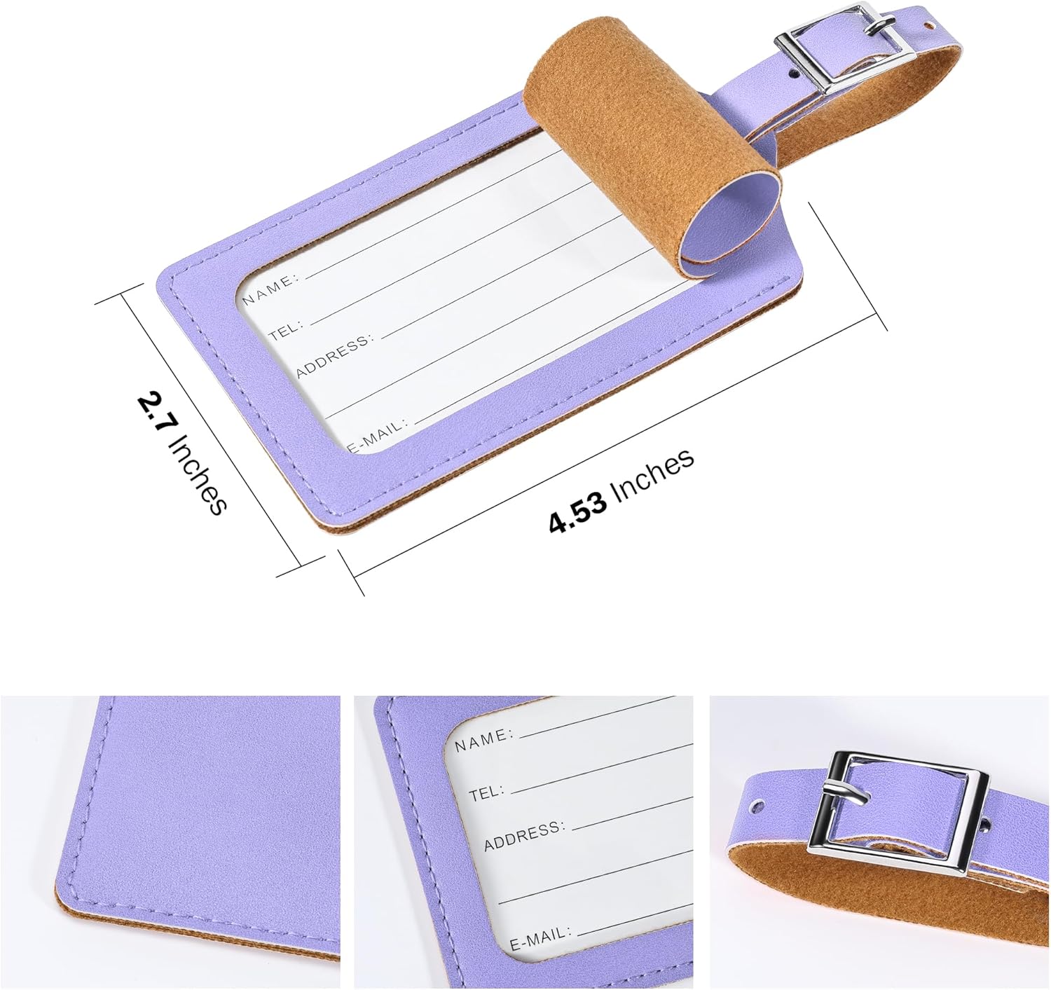 Travelambo Luggage Tags for Suitcases PU Leather Travel Tags Bag Tags Privacy Protection Travel Essentials