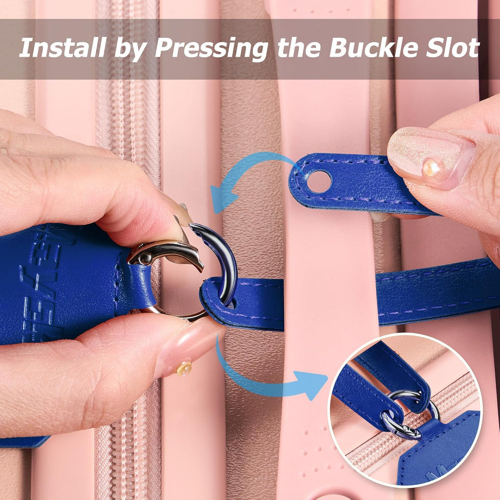 Mayski Luggage Tags for Suitcases 3 Pack Suitcase Bag Tags, TSA Approved, Metal Buckle, Bag Tags with Name ID Card Travel Essentials, Blue Global