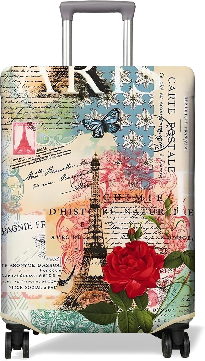 Travel Luggage Cover Suitcase Protector Fits 18-32 Inch Wheel Covers PatternedTravel Related Items Flower Luggage Protector Elastic XL